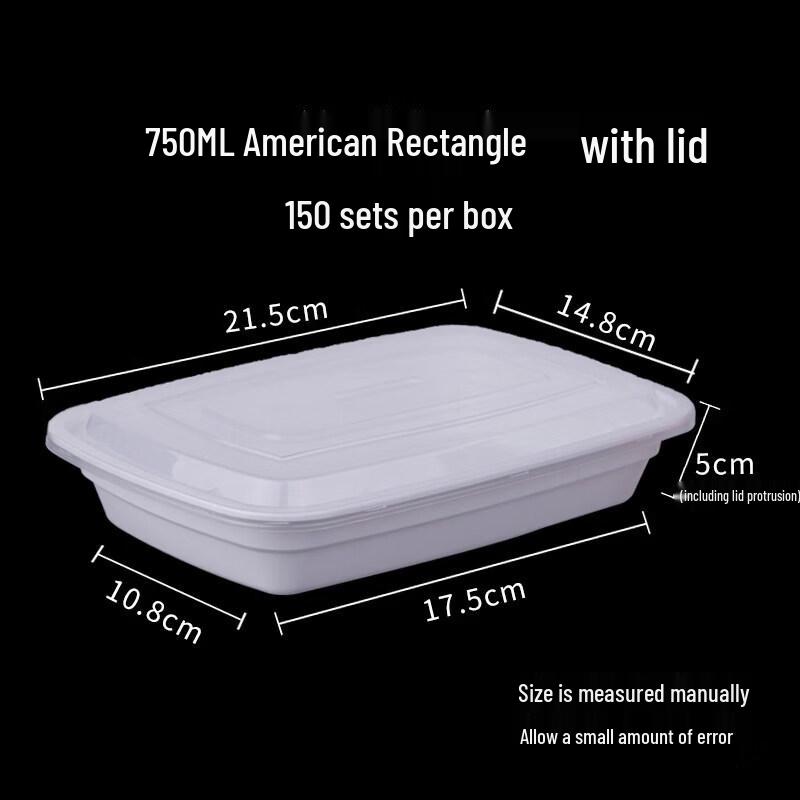 Sweet Elegant 750ml Disposable Thickened Plastic Lunch Boxes (150 Sets)