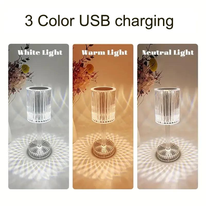 LED Night Light Rechargeable Diamond Acrylic Table Lamp Creative Touch Sensor Restaurant Bar Desktop Decoration Desk for Gift