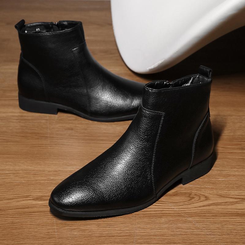 Klassische Elegante Lässige Leder Chelsea Boots für Herren Mode Spitzschuh Herren Slipper Stiefeletten Freizeitspaziergang Geschäftsschuhe