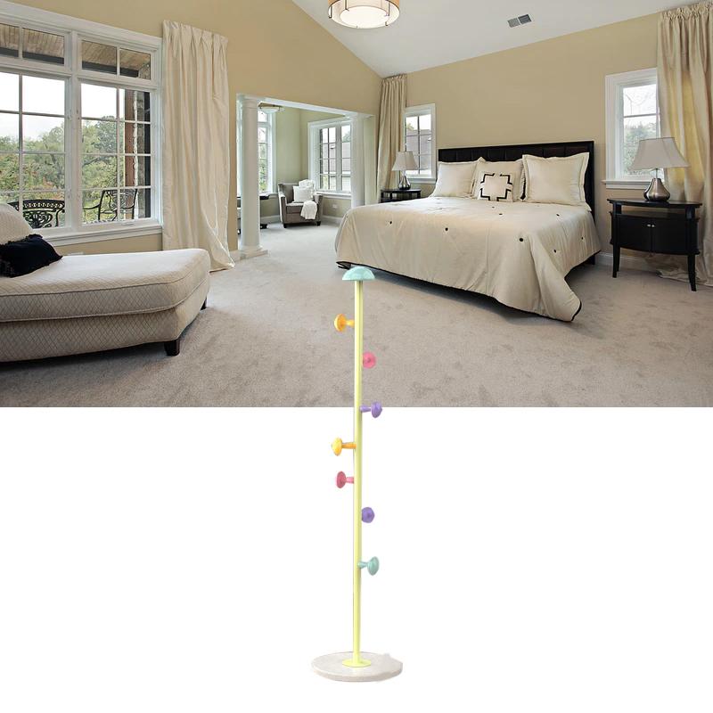 Stand Hanger Rack Metal 7 Hooks Removable Houseware Standing Coat Hanger for Bedroom Fresh Yellow