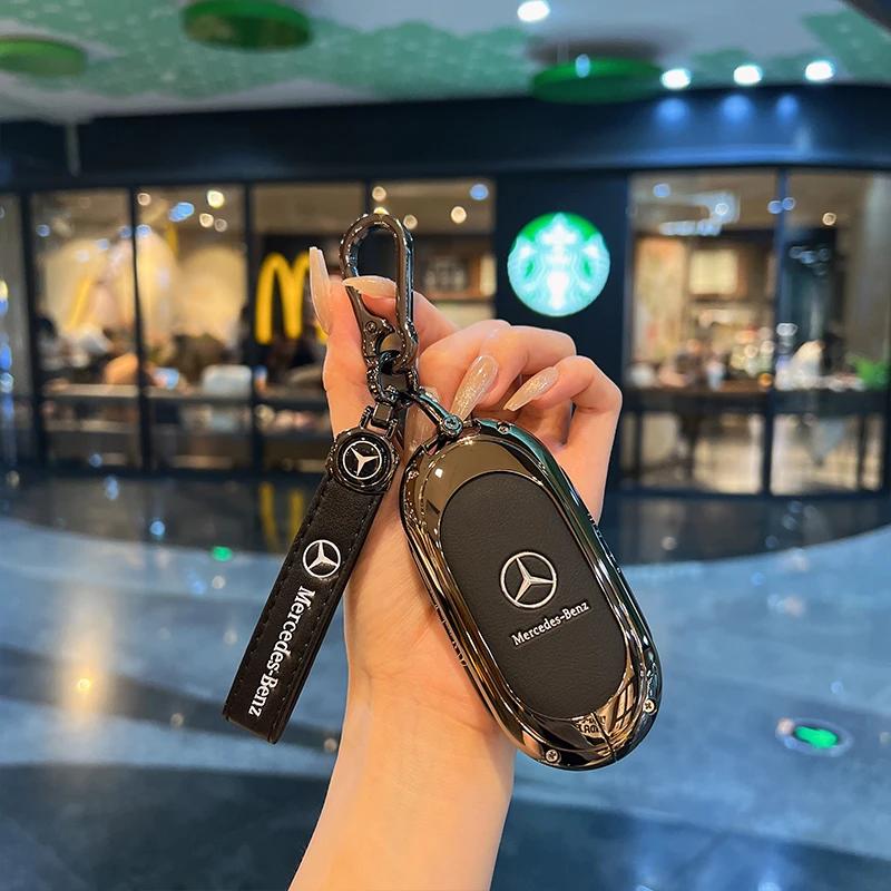Suede Car Key Case Cover Protector Shell For Mercedes Benz C CLE E GLC S Class W206 X254 W214 W223 Remote Fob Shell Case HO1