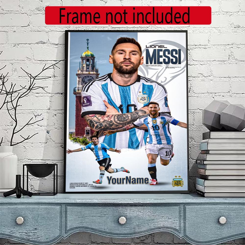 Messi Customize Your Name Diamond Painting Round Diamond Diy Frameless Holiday Artwork Suitable For Home Office Wall Decoration