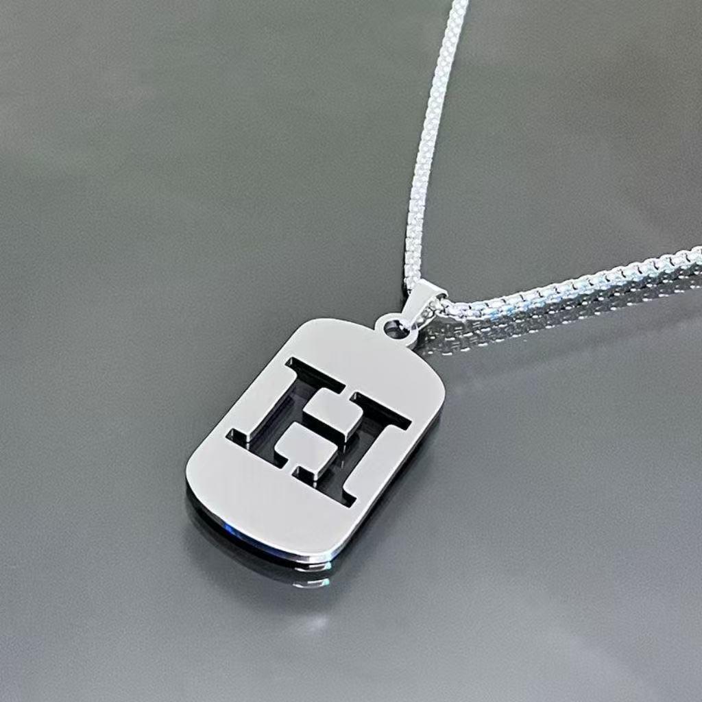 Simple Titanium Steel 26-Letter Necklace for Men and Women - Trendy Minimalist Design