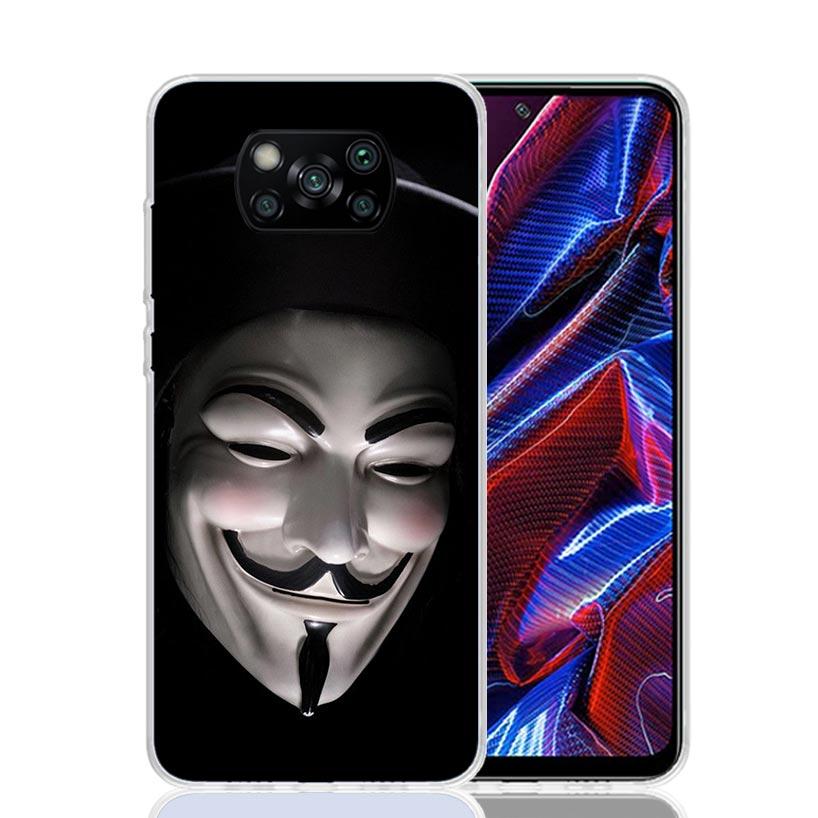 Anonymous V Mask Case Phone Cover for Xiaomi Redmi Note 10 9 9S 8 8T 7 5 Pro Mi 12T 11T 10T 9T 12 11 Lite A3 A2 Trend Fundas Mi