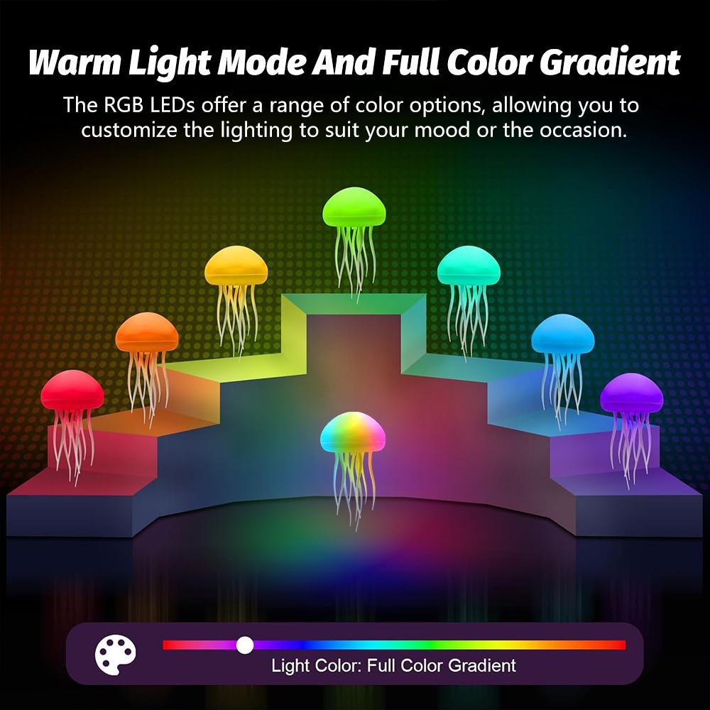 Jellyfish Night Light With Remote Control Rechargeable RGB Gradient Jellyfish Bedside Lamp  For Christmas Gifts