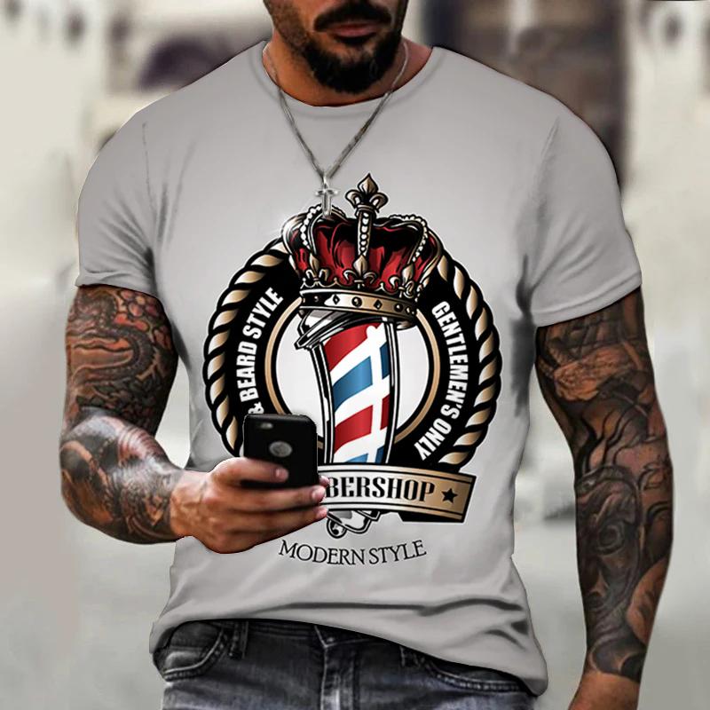 Street Men's T-shirt Hairdressing Pattern Casual Short Sleeve O Neck Fashion Hot Seller Funny 3D Printed Harajuku Hip Hop Shirt