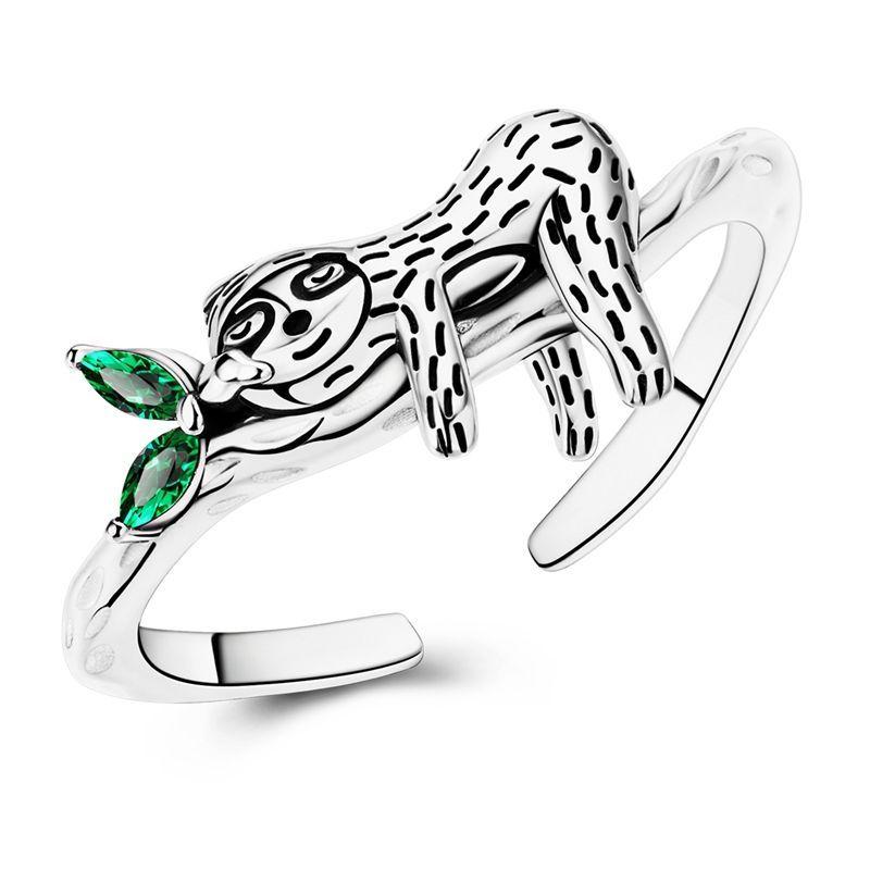 925 Silver Open Ring Star & Moon Foot Claw Heart Adjustable Ring For Women Wedding Birthday Party Jewelry Gift