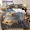 Snowy Owl Pattern Bedding Quilt Set Quilt Cover Pillowcase Home Decoration Birthday Gift (1 * duvet cover + 2 * pillowcase, without core)