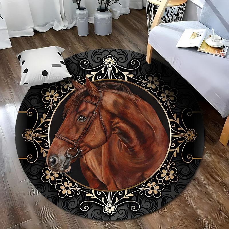 Free shipping! Majestic Horse Portrait on Elegant Circular Carpet round carpet for home sofa bedroom, gift Diameter -60cm
