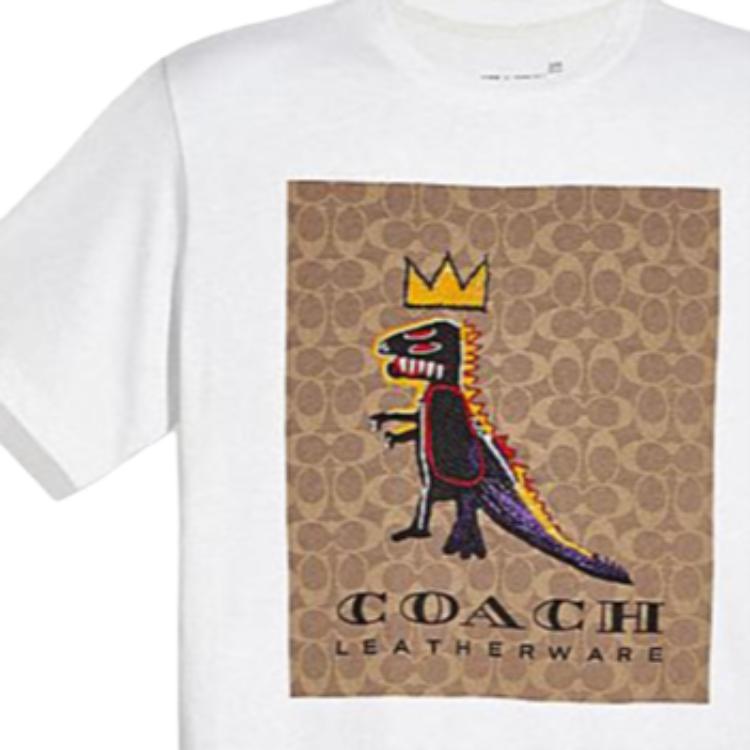 Coach X Jean-Michel Basquiat Collaboration SS23 Cartoon Print Crew Neck Short Sleeve T-Shirt Men Tops 6669-WHT