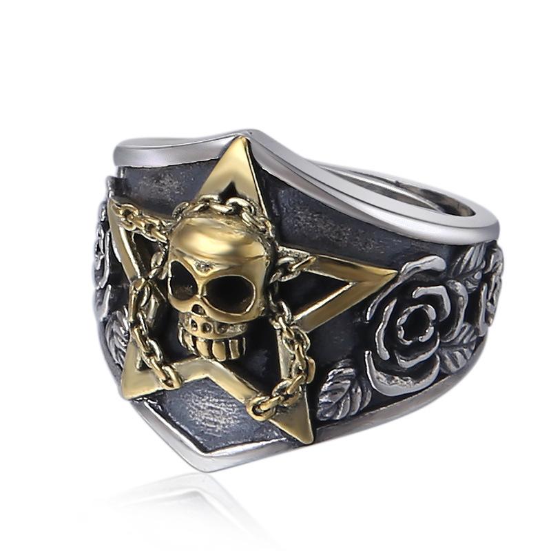 Bague Crâne pour Homme, Design Rétro Dominant Fait Main, Bague Tendance Ouverte pour Index, Bague Unique