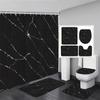 Black Marble Shower Curtain Set White Lines Cracked Pattern Modern Geometric Bathroom Decor Non-Slip Rug Bath Mats Toilet Cover