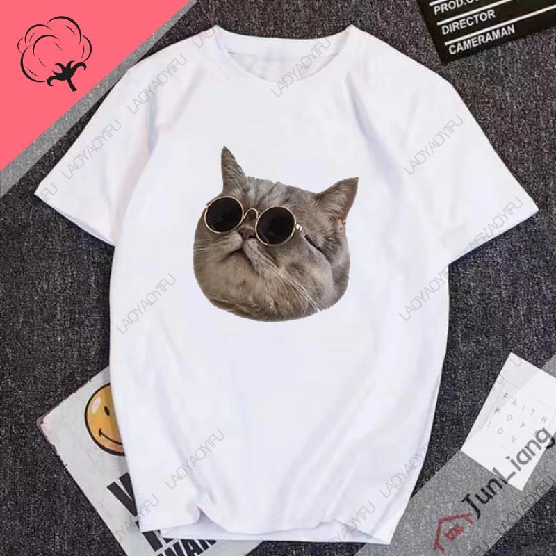 Hip Hop Cute Cats Humor Mens Tshirts Huh Cat Meme Short Sleeve Tee 100 Cotton Y2k Mens Clothes Streetwear Funny Gifts Manga