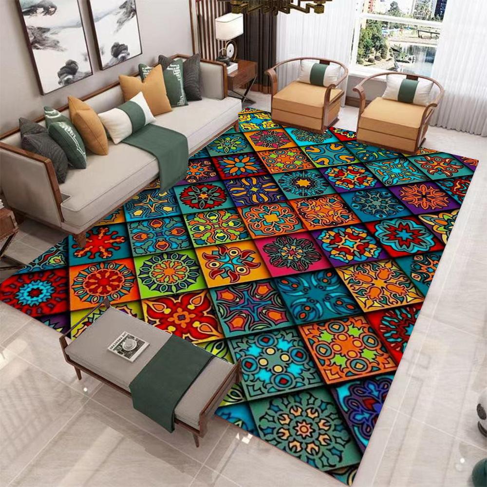 Retro Boho Persia Style Carpet Living Room Bedroom Balcony Sofa Table Chair Door Rug Non-slip Machine Washable Home Mat Decor
