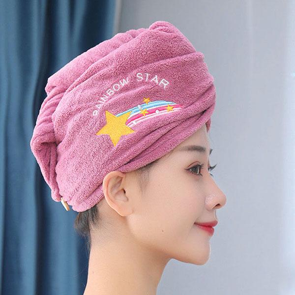 WTEMPO 1PC Women's Winter Dry Hair Cap Absorbent Shower Cap Hair Washing Quick Drying Embroidered Towel Female Thickened Hair Towels