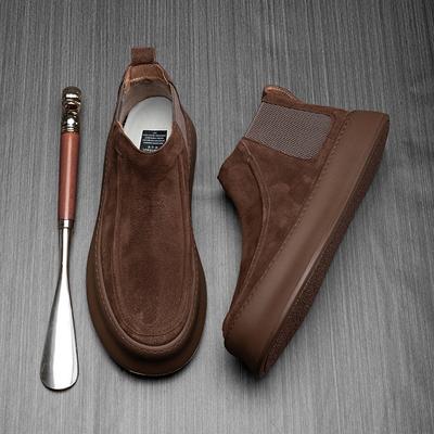 2025 Direct Supply Chelsea Boots Men's Winter Fleece Warm Thick Bottom Height Rounded Head Business Casual Cowhide