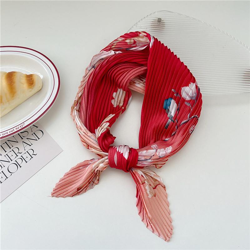 70cm Crumpled Scarf Kerchief Print Square Scarves Women DIY Hair Band Ribbon Headscarf Bandanas Headband Neck Wraps Neckerchief