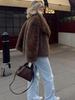 Women's Cross-Border Faux Fox Fur Coat - Plush, Regular Style