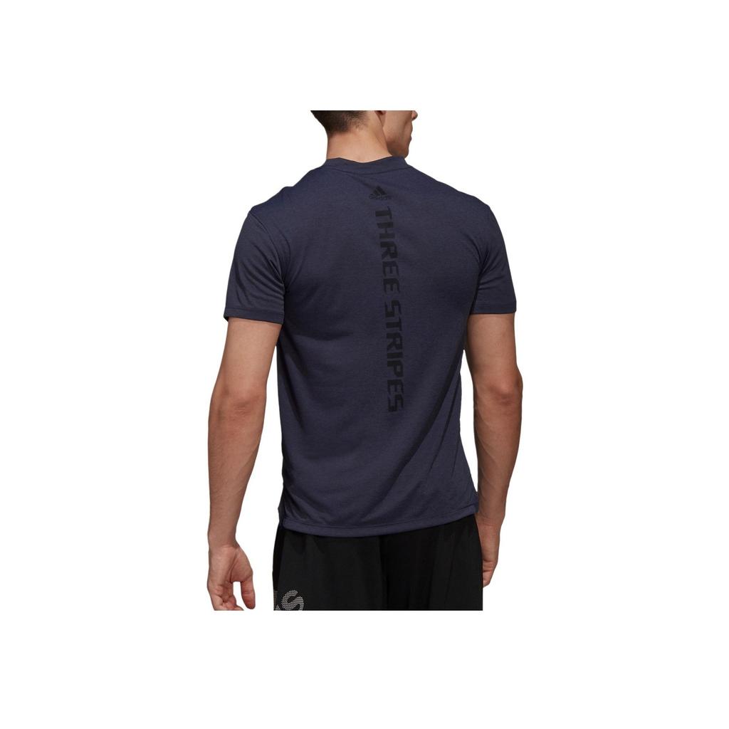 adidas Bar Tech Tee Round Neck Short Sleeve T-Shirt Men Tops Navy-Blue GR7101