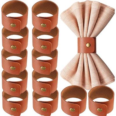12 buc inele de șervețele din piele, suport pentru șervețele cu cataramă vintage pentru decor de masă, ornamente pentru inele de șervețele de masă de nuntă, inele clasice din piele maro