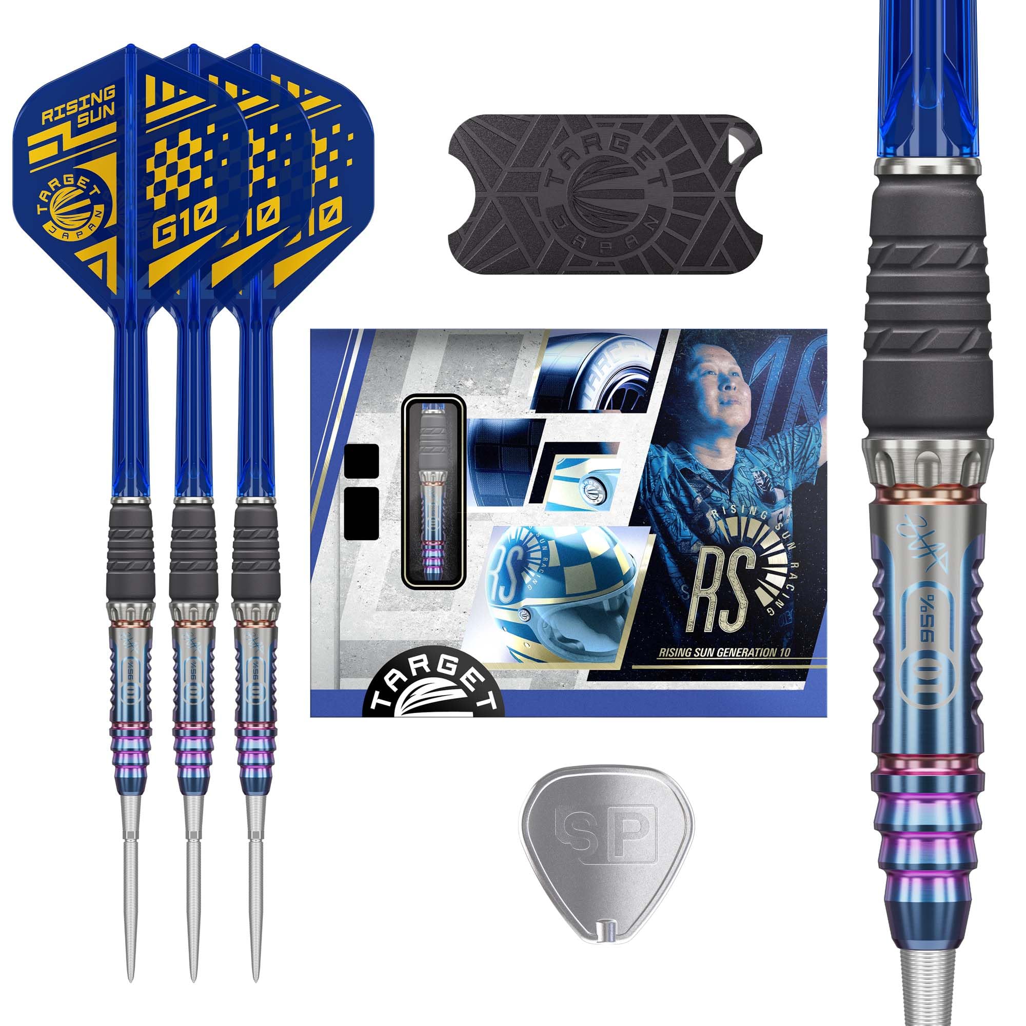 

Target Japan RISING SUN GEN10 Haruki Muramatsu Tungsten Swiss Point Steel Tip Darts Set with Flights and Shafts 95% K-Flex K-Flex (25g)