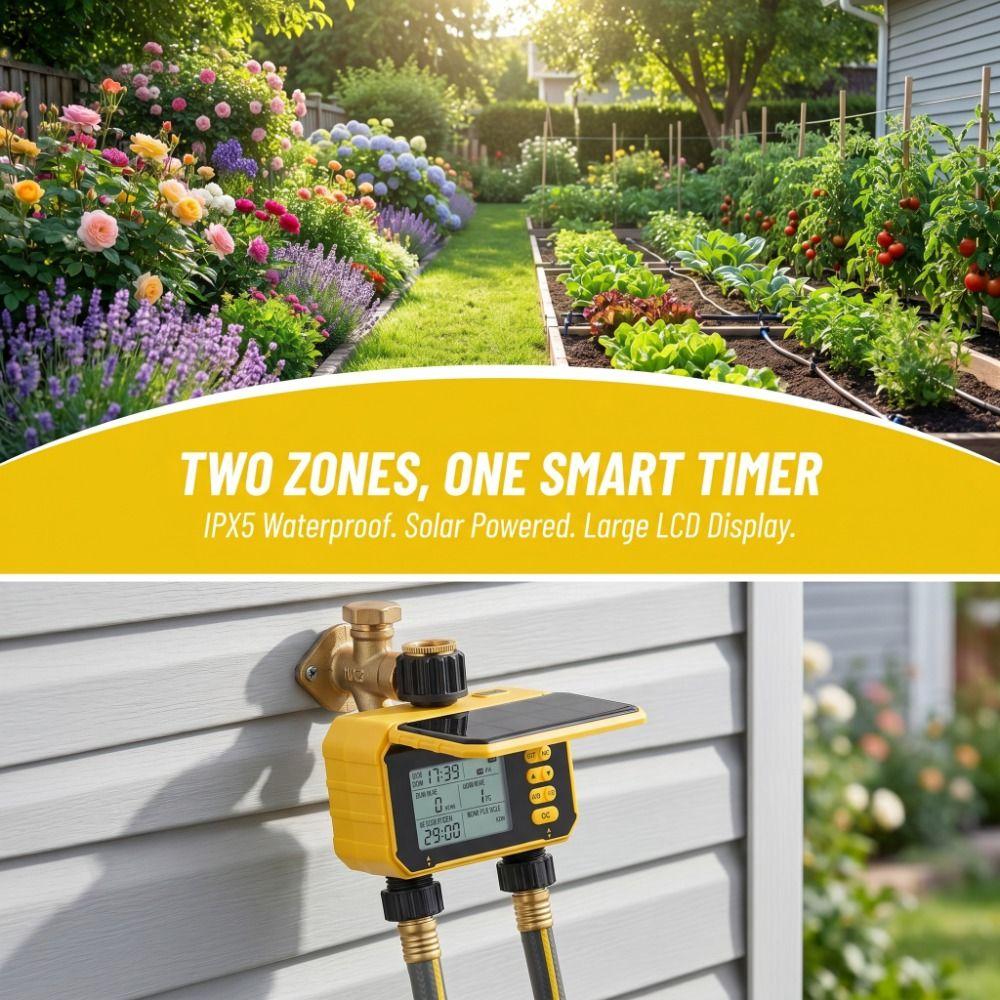 Rain Sensor Solar Automatic Irrigation Device Dual-channel Watering Timer Drip Irrigation