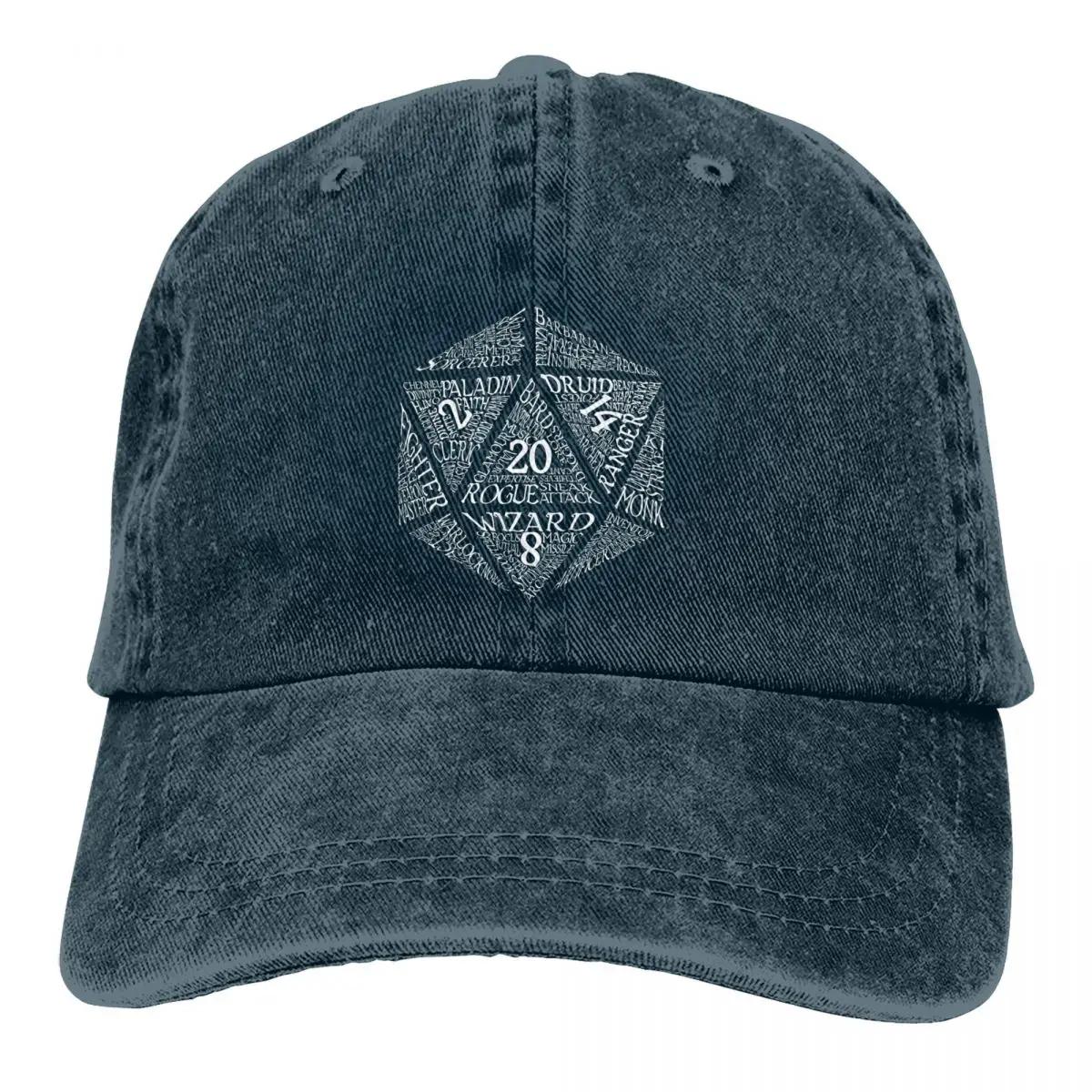

Стираная мужская бейсболка Table Top RPG D20 Trucker Snapback Кепка Dad Hat DND Game Golf Hats Adjustable темно-синий