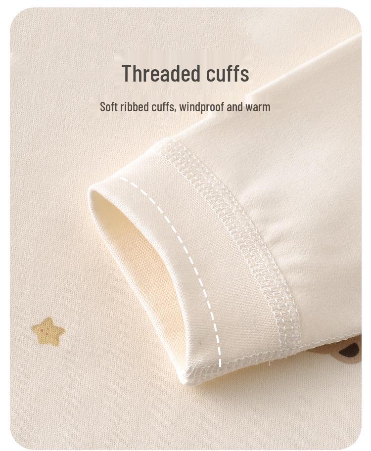 Podzimní a zimní novorozenecká pyžamová souprava z čisté bavlny s vysokým pasem chránícím bříško