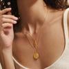 Stainless Steel Sun And Moon Double Layer Stacked Wearing Double Layer Devil'S Eye Snake Necklace Electroplating 18K Real Gold Color Retention