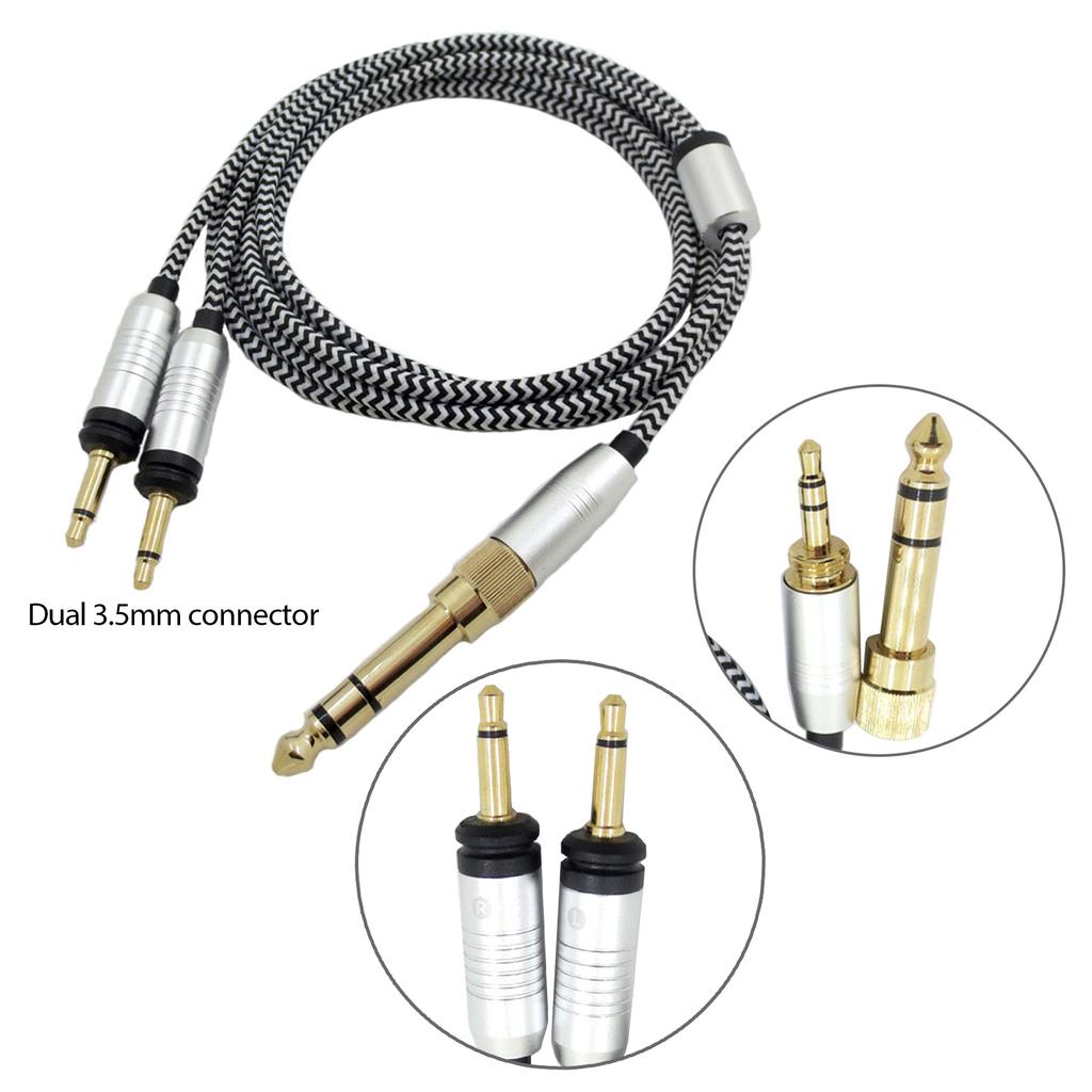Headsetkabel OFC-tråd för Focal ELEGIA-hörlurar 3,5 mm och 6,35 mm till dubbla 3,5 mm kontakter hankabel 150 cm/59,06 tum