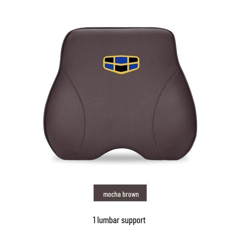 Geely Car Headrest and Lumbar Support Pillow - Genuine Leather Neck Protection for Xingyue L, Xingrui, Icon, Boyue I, and Binyue models.