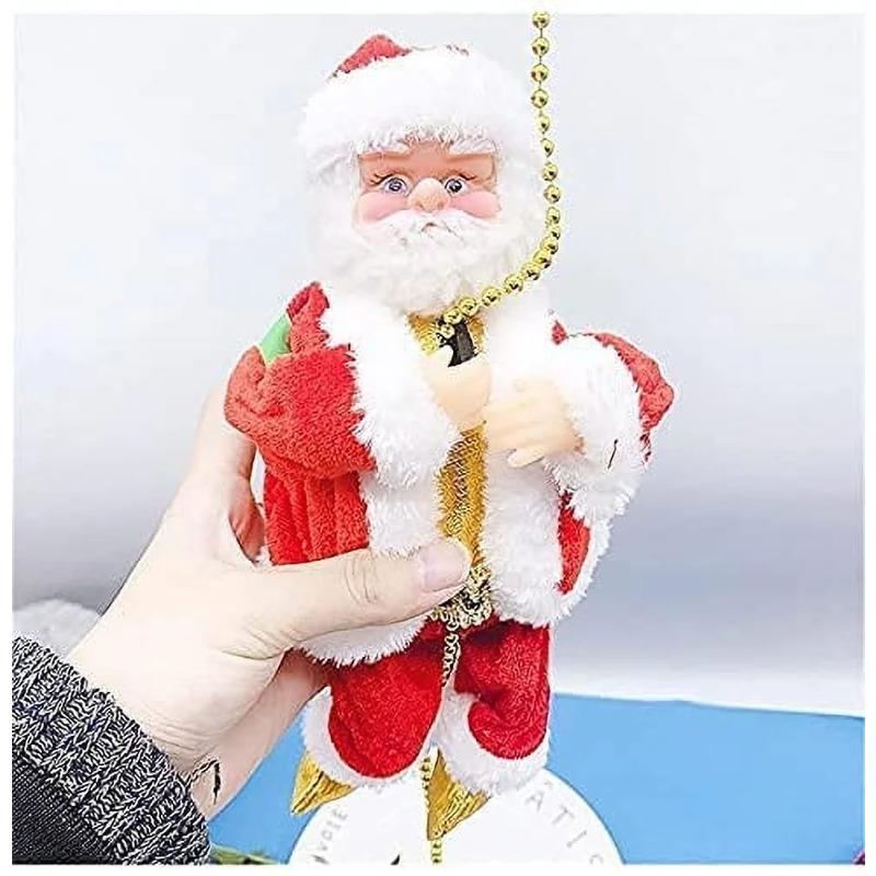 Weihnachtsmann Musikalisches Kletterseil Weihnachten, Klettert auf und ab, Batteriebetriebener kletternder Weihnachtsmann mit Licht, Musik und Ton