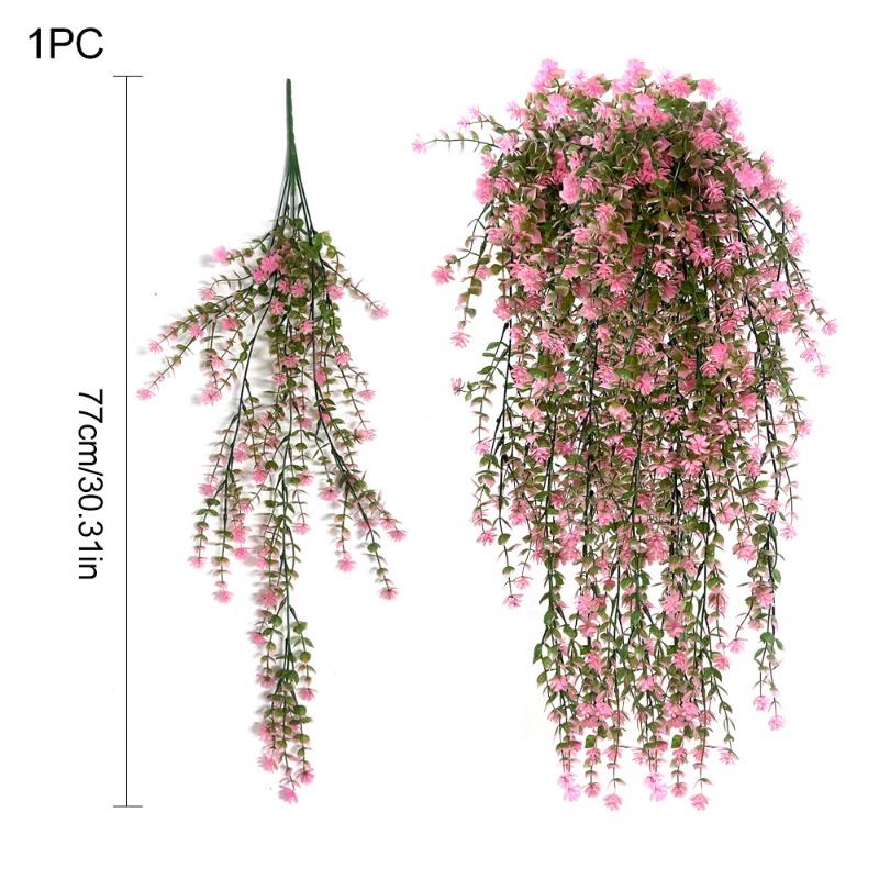 Sztuczny Plastikowy Eukaliptus Róża Kamelia Wisząca Dekoracja Ścienna, Dekoracja Zielonych Roślin do Domu i na Dziedziniec, Sztuczna Girlanda Kwiatowa