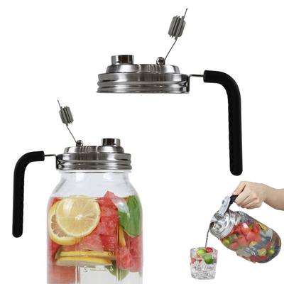 Víčko s výlevkou Mason Jar s rukojetí Široké hrdlo Vyklápěcí víčko