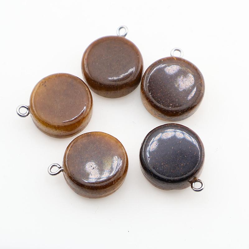 Natural Stone Crystal Cookie Shape Necklace Pendant Ornaments