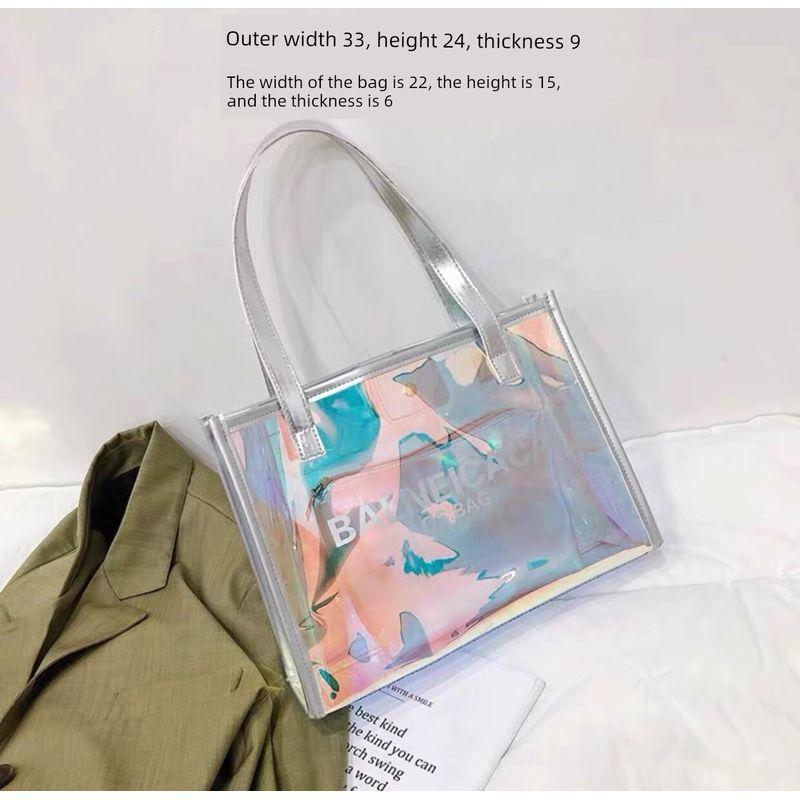 

Women s Large Colorful Casual One-Shoulder Swimming Laser Bag Laser Silver