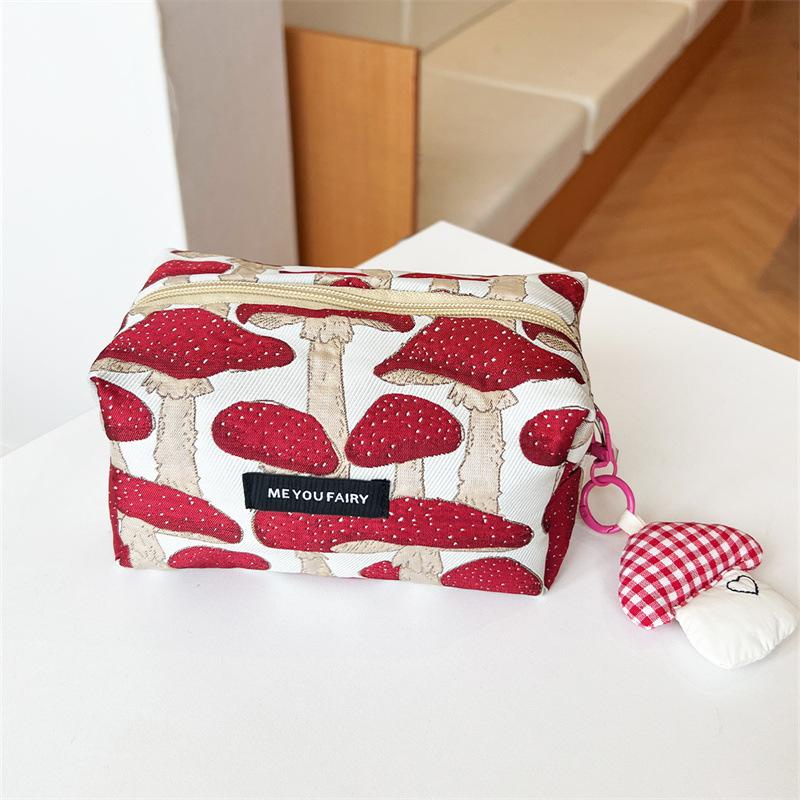 

Cute Mushroom Makeup Bag Large Capacity Toiletry Cosmetic Organizer Oversized Portable Handheld Bag with Detachable Accessories