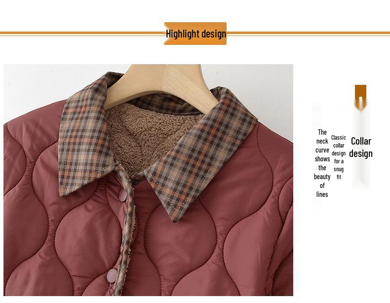 Stylish Velvet-Lined Cotton Jacket for Middle-Aged & Elderly Women - 2025 Autumn/Winter Collection