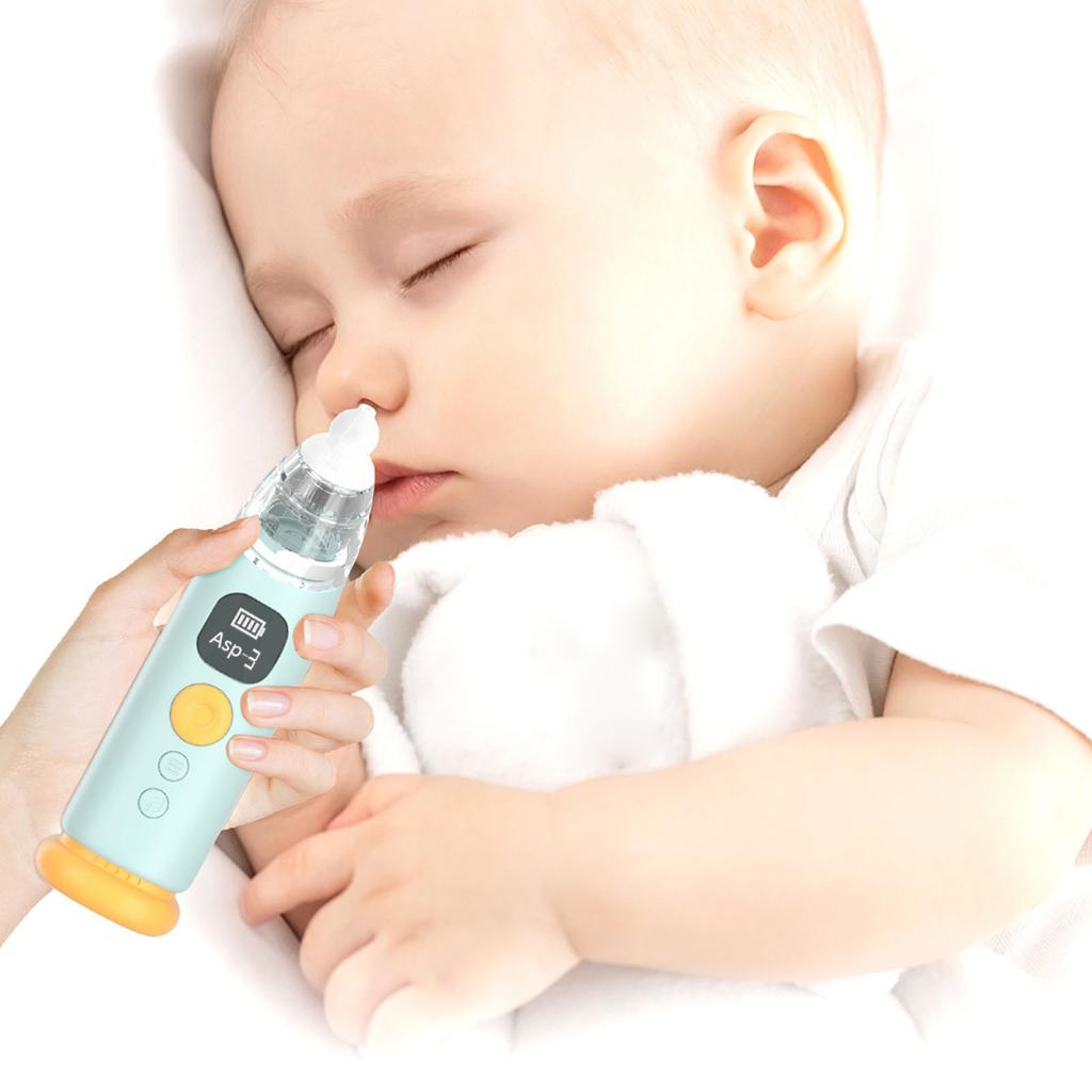 Infant Nasal Aspirator 3 Suction Levels Silicone Tip Baby Nose Care Machine with Soothe Music Light