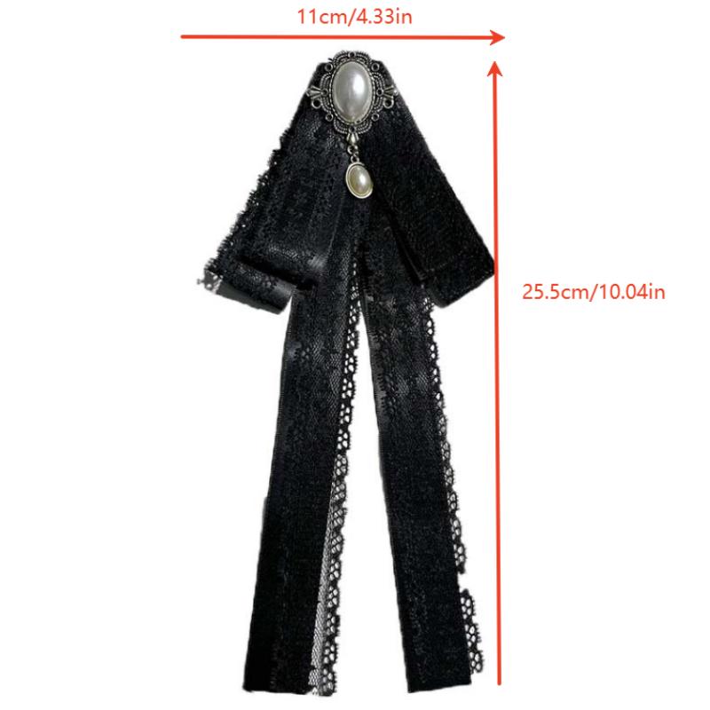 Temperament Bow Lace Long Ribbon Corsage Korean Sweet Brooch Shirt Collar Pins Mourning Brooch Necktie Jewelry