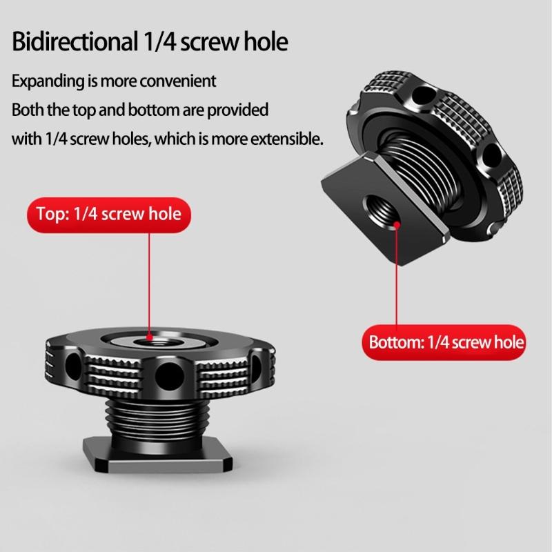 Universal Camera Hot Shoe Adapter With 3/8" 1/4" Threaded Mount For Studio Tripods Smartphone Rigs Stabilizers