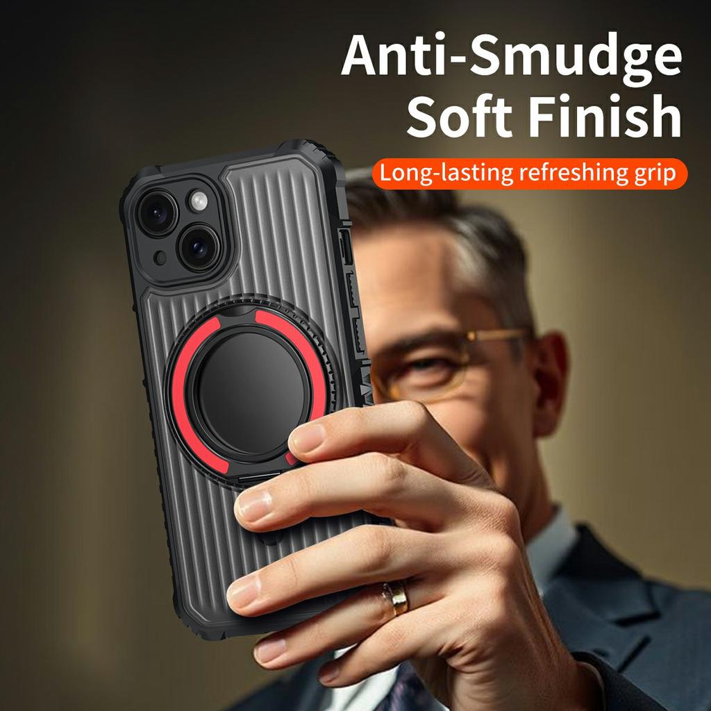 For iPhone 14 Magnetic Case with Kickstand PC+TPU Phone Back Cover