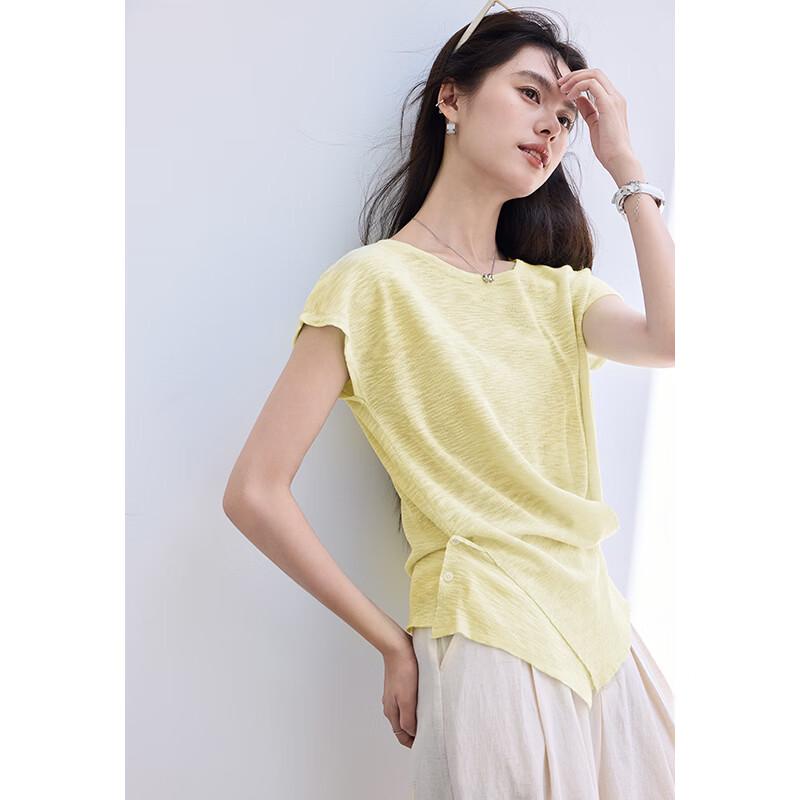 

VICTORIA&VERA Women s French Style Slim Fit Drop-Shoulder Short Sleeve Cross-Waist Knit Top V9015S02 XL