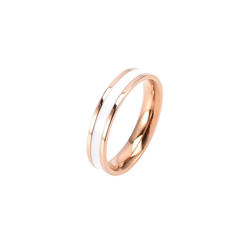Gel-like Black & White Titanium Steel Women's Ring: Luxury Index Finger Band