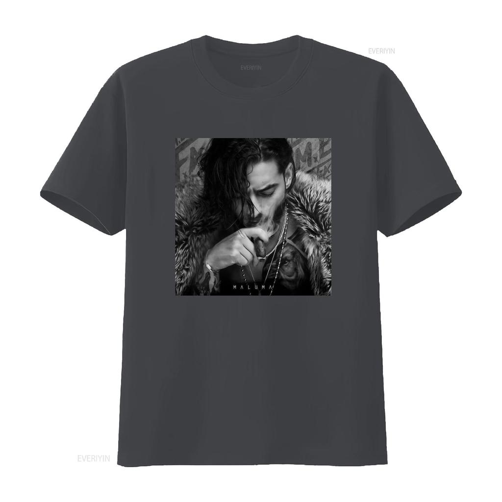 Vintage Streetwear Maluma Rapper Porträt Schwarz Weiß Druck Cool Lässig T-Shirt Vintage Gewaschen Weich Streetwear Atmungsaktiv