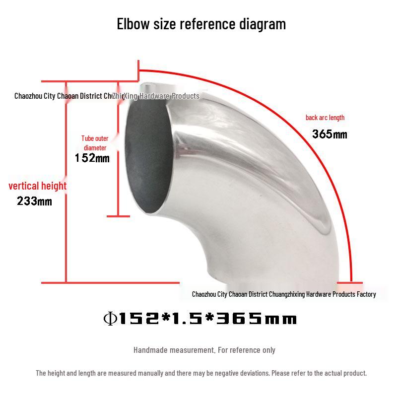 304 Stainless Steel 90° Elbow for Exhaust and Handrail Systems