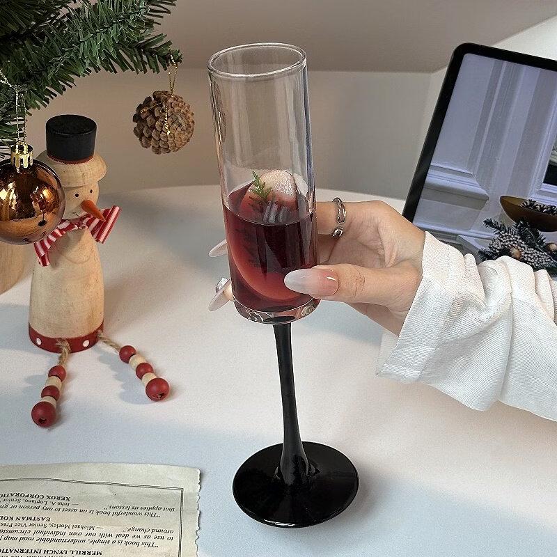 ZISIZ Handmade Black Stem Champagne Glass
