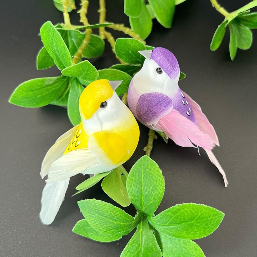 6PCS Statue Fake Bird Christmas Tree Figurines Decor Xmas Model Birds  For Wedding Christmas Home