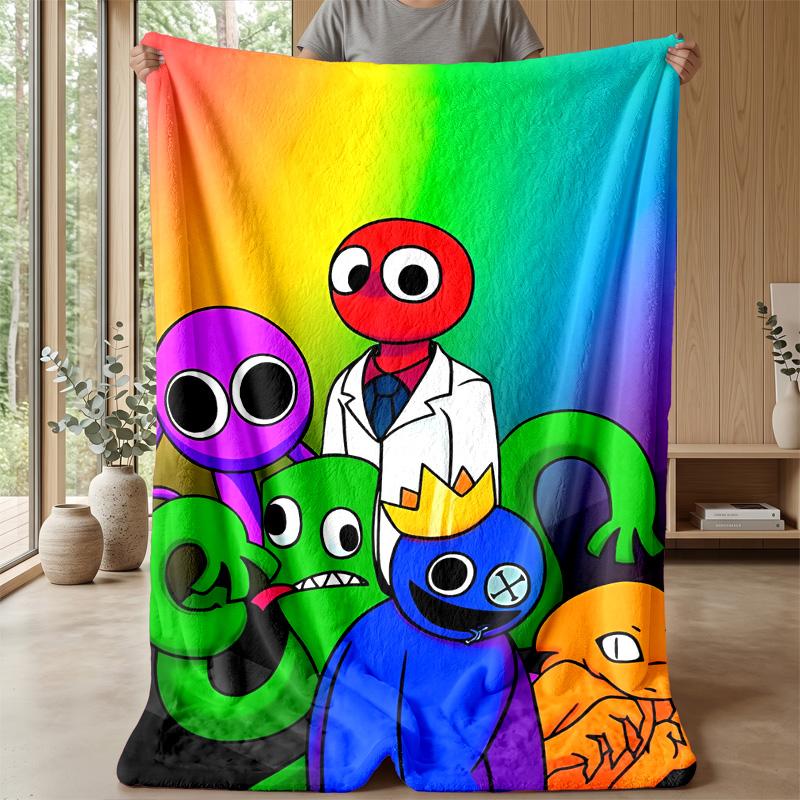 Rainbow friendsPrinted Flannel Blanket Cozy Skin-Friendly Warm Throw for Couch Bed Indoor Daily Use
