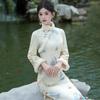 White velvet winter clothing national style new Chinese long-sleeved cheongsam winter thick improved young women's high sense